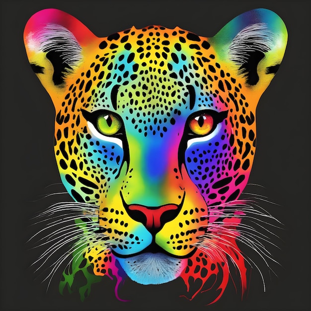 Diseño de camiseta Rainbow Leopard