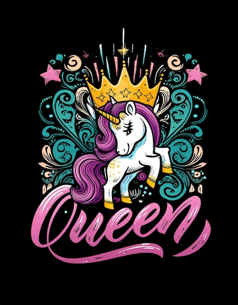 Foto diseño de la camiseta de la reina unicornio