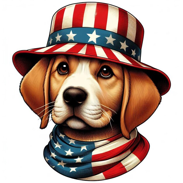 diseño de camiseta de sombrero de bandera americana para perros