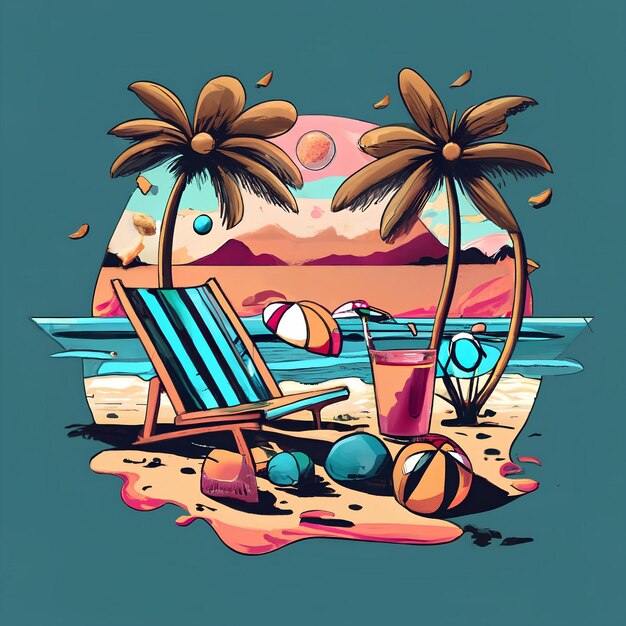 El diseño de la camiseta SUMMER Vector AI