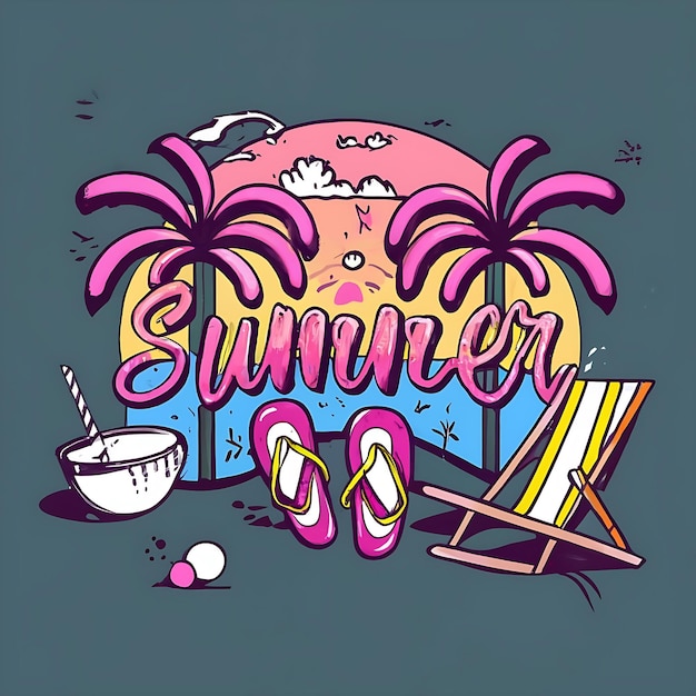 El diseño de la camiseta SUMMER Vector AI