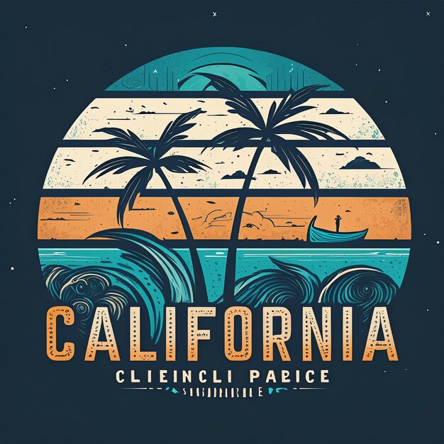 Foto diseño de la camiseta surfing paradise de california para imprimir