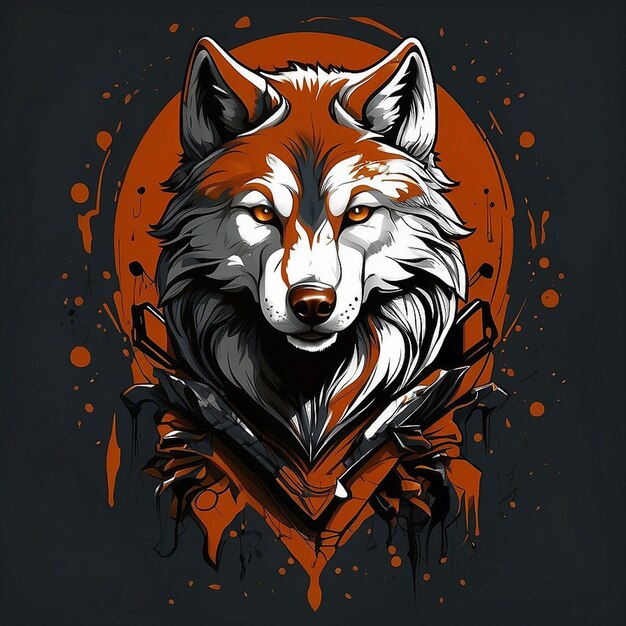 Diseño de camiseta con tema vectorial de lobo creado con IA