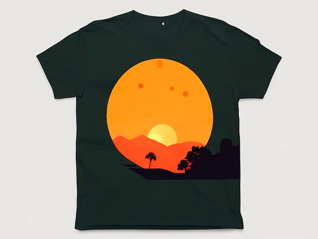 Foto diseño de camiseta con un toque vintage con un elegante y estilizado landscape minimalis