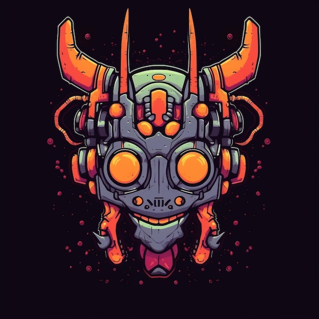 Diseño de camiseta vectorial de la cabeza del robot