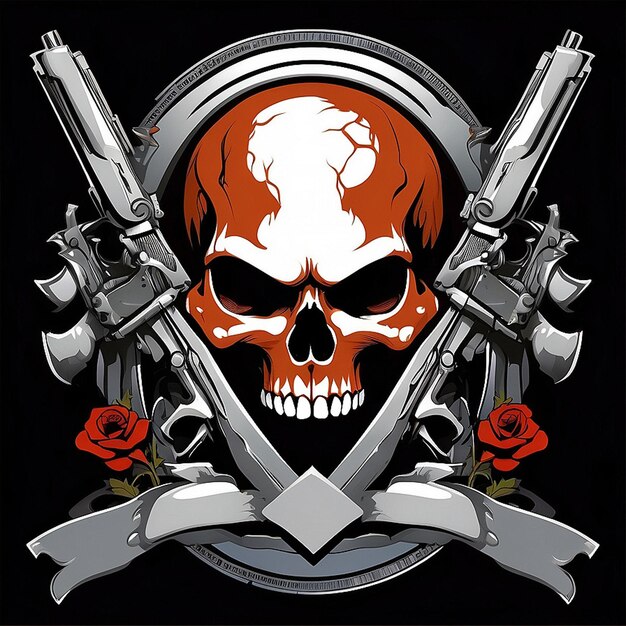 El diseño de la camiseta vectorial de la calavera y la pistola fue creado con IA