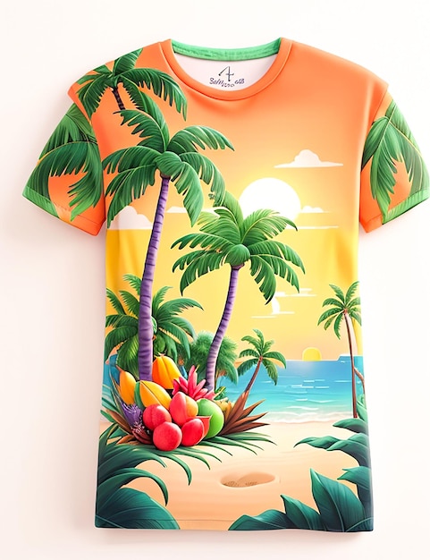 Diseño de camiseta de verano generado por IA.