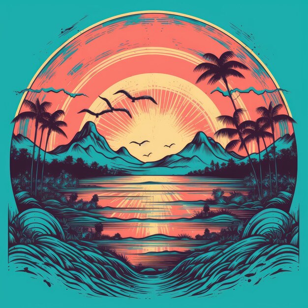 Diseño de camiseta Vintage Sunset