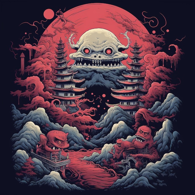 Diseño de la camiseta de Yokai