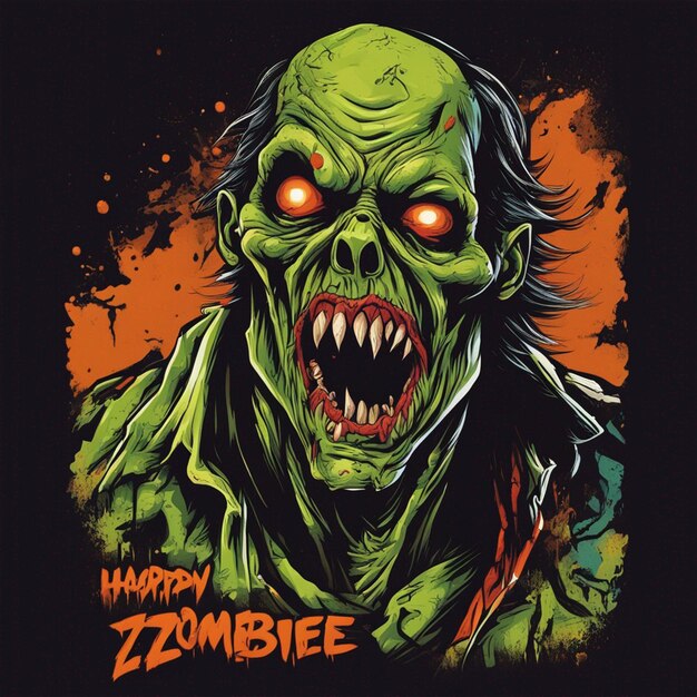 Foto diseño de camiseta zombie aterrador.