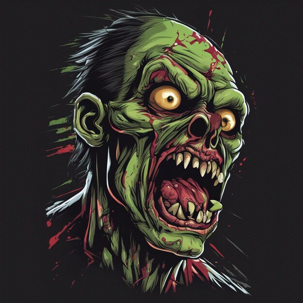 Diseño de camiseta zombie aterrador.