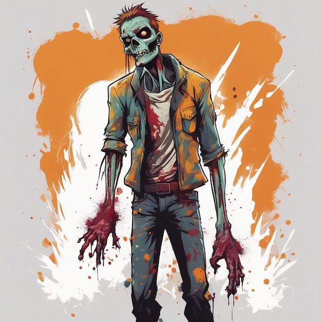 Diseño de camiseta zombie aterrador.