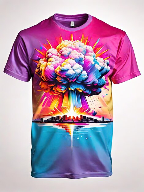 Foto diseño de camisetas explosivas de impacto nuclear