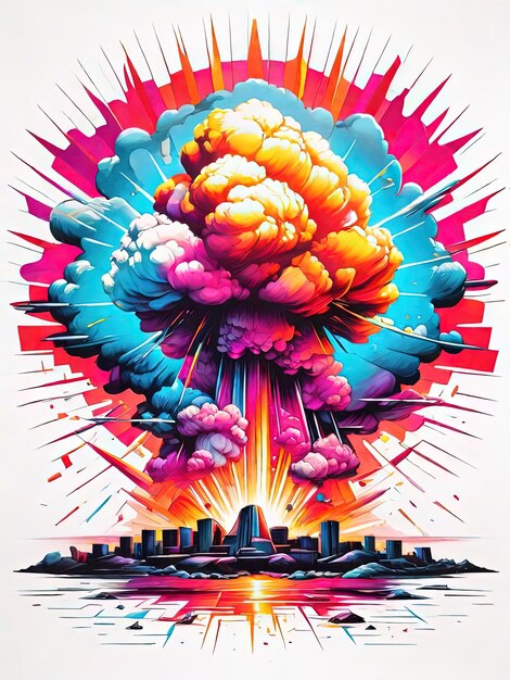 Foto diseño de camisetas explosivas de impacto nuclear