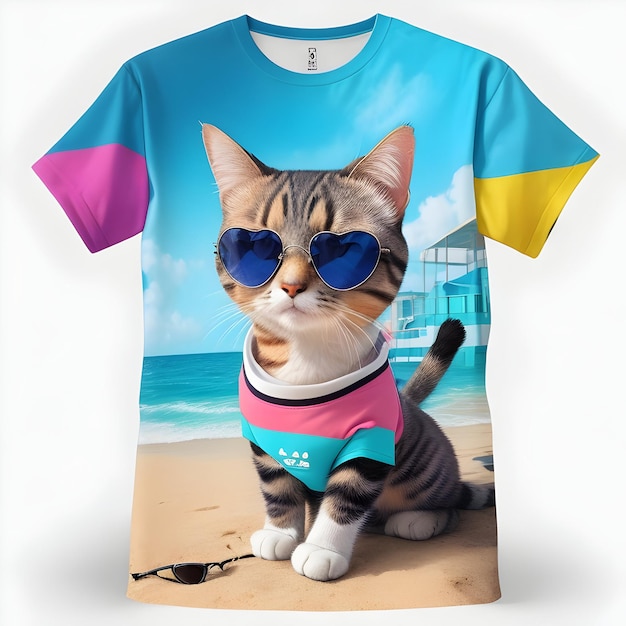 Diseño de camisetas con gato moderno generado por ai.