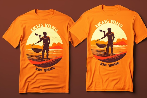 Foto diseño de camisetas gráficas vintage de kayak