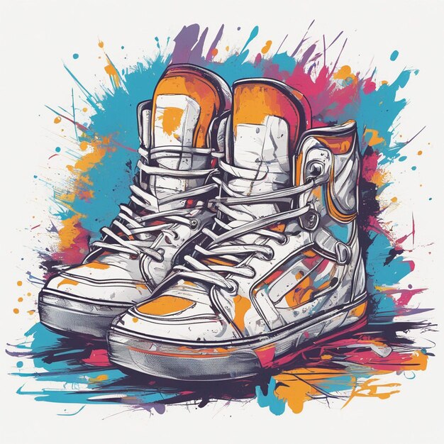 Diseño de camisetas de zapatillas de deporte coloridas