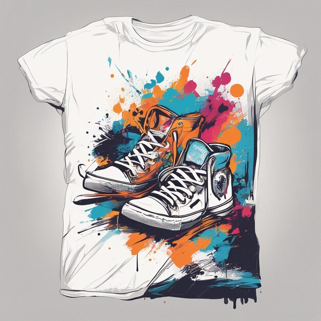 Foto diseño de camisetas de zapatillas de deporte coloridas