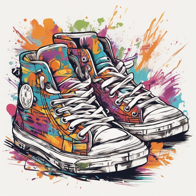 Diseño de camisetas de zapatillas de deporte coloridas