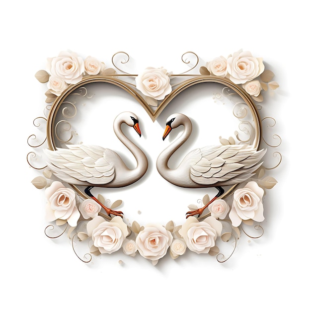 Diseño de carta de amor de papel del cisne plegado pergamino carta de amor del papel mo clipart marco de camiseta decoración