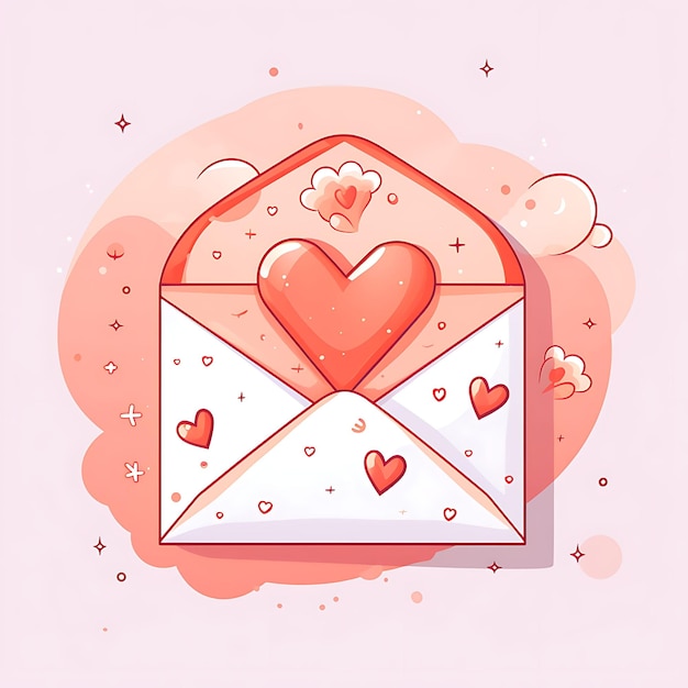 Diseño de carta plegada en un sobre Carta de amor de papel Decoración del marco de la camiseta Pink Patter Clipart