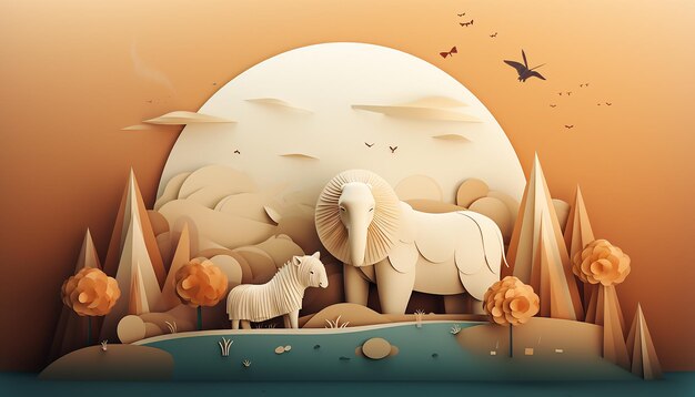 Diseño de cartel creativo del día mundial de los animales en 3D mínimo Representación realista