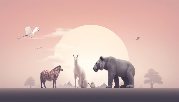 Diseño de cartel creativo mínimo del día mundial de los animales.