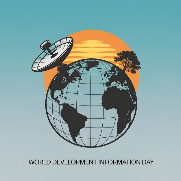 Diseño del cartel del Día Mundial de la Información sobre el Desarrollo del Satélite de la Tierra y el Sol