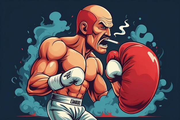 Foto diseño de cartel del día mundial sin tabaco del 31 de mayo un hombre golpeando una bolsa de arena de boxeo define a un hombre que está luchando para dejar de fumar