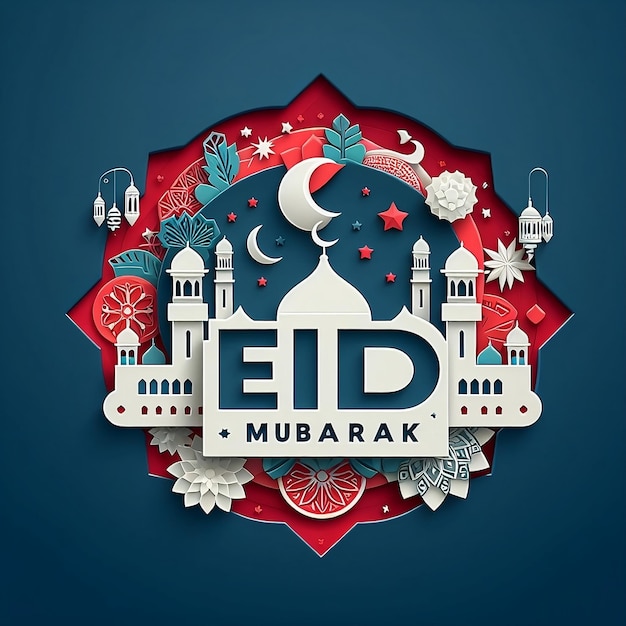 Diseño de cartel de Eid Mubarak Ilustración Espacio de fondo para la copia para las redes sociales