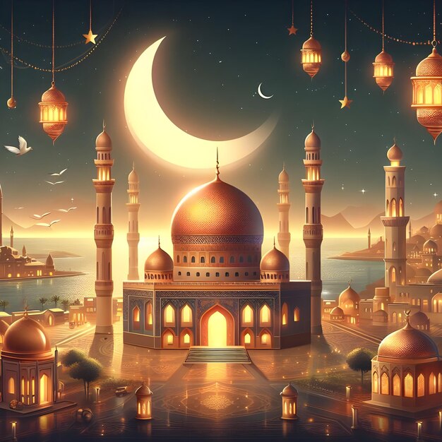 Diseño del cartel de felicitaciones de Eid Mubarak