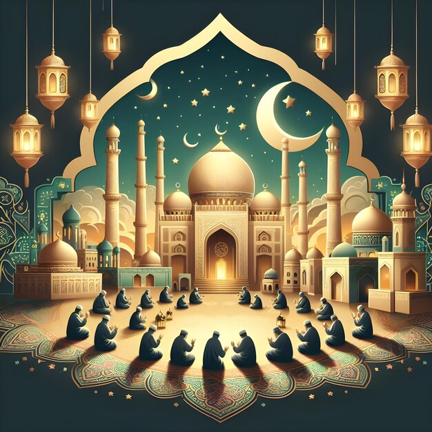 Diseño del cartel de felicitaciones de Eid Mubarak