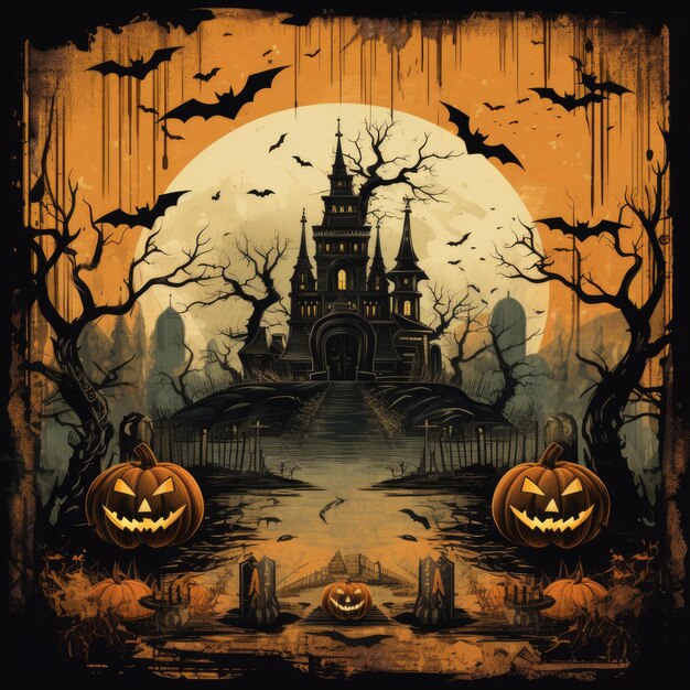 Un diseño de cartel de Halloween antiguo y angustiado