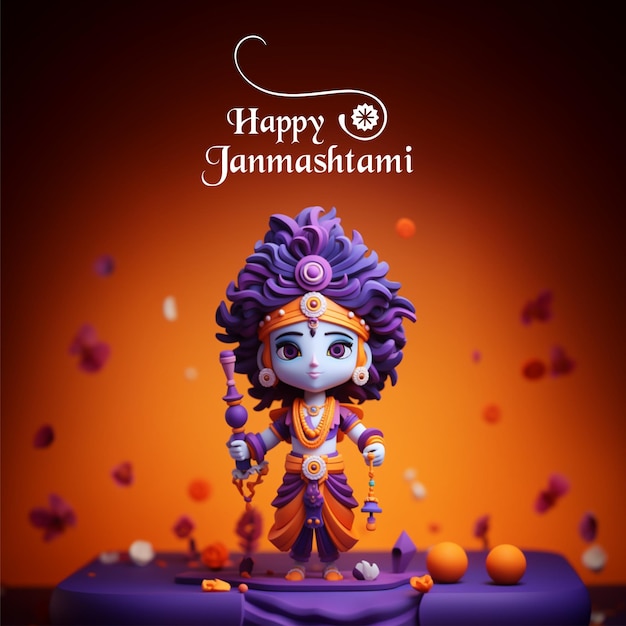 Diseño de cartel de Janmashtami