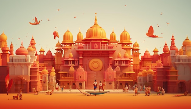 Diseño de cartel mínimo 3D Dussehra Vijayadashami