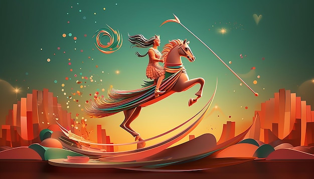 Diseño de cartel mínimo 3D Dussehra Vijayadashami