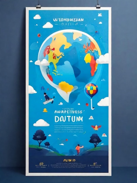 Diseño de cartel vertical para el Día de la Concienciación sobre el Autismo