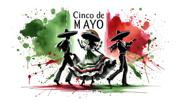 Foto diseño de carteles de celebración del cinco de mayo en estilo acuarela