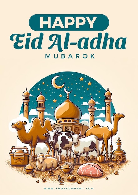 Diseño de carteles para el Día de la Feliz Eid al-Adha