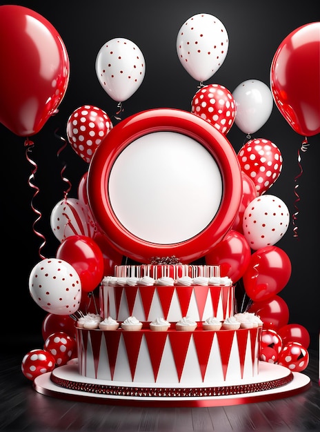 Foto diseño de carteles de fiestas de cumpleaños banner copyspace fondo de fiestas globos pastel de champán