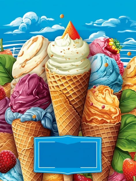 Foto diseño de carteles de menú de helados.