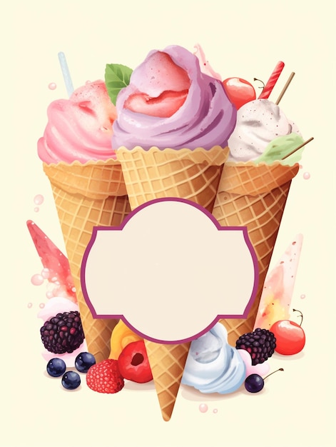 Foto diseño de carteles de menú de helados.