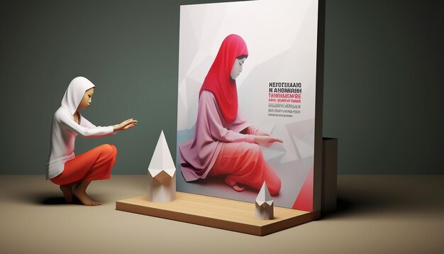 Diseño de carteles Minimal 3D de la promesa juvenil Sumpah Pemuda