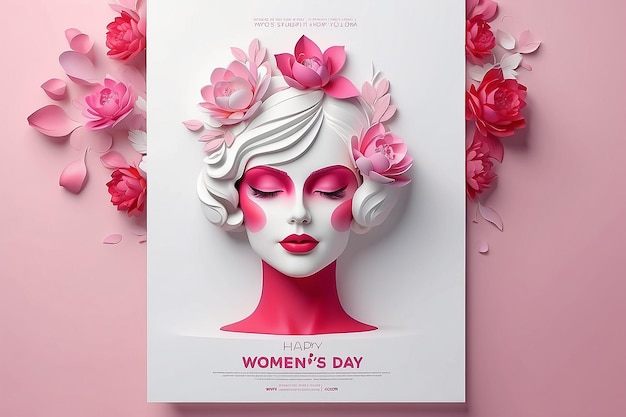 Diseño de carteles mínimos en 3D para el Día de la Mujer