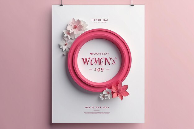 Diseño de carteles mínimos en 3D para el Día de la Mujer