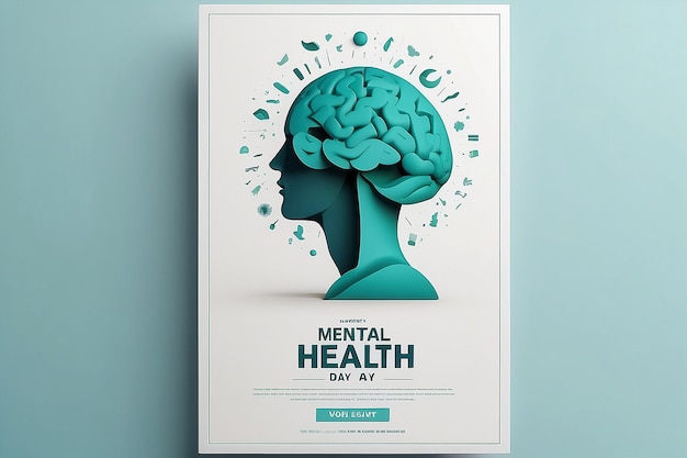 Foto diseño de carteles mínimos en 3d para el día mundial de la salud mental