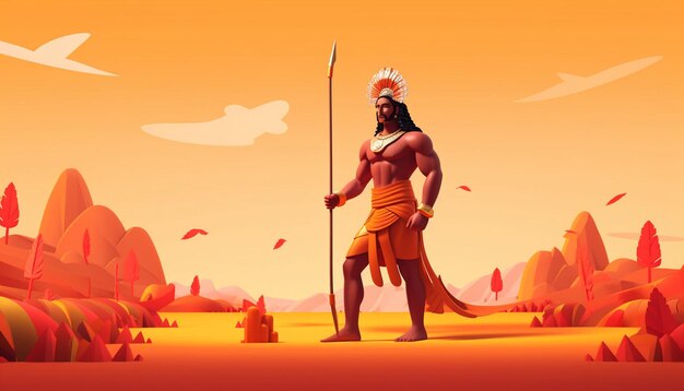 Diseño de carteles de Ram Navami en 3D mínimo