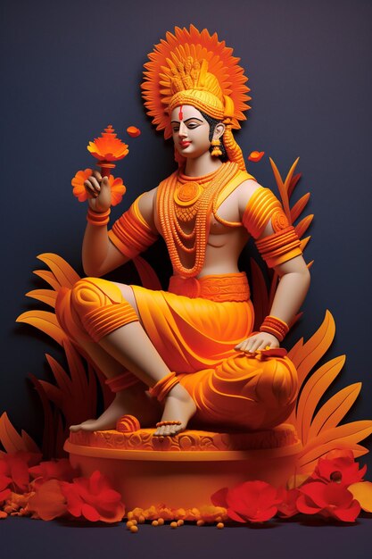 Foto diseño de carteles de ram navami en 3d mínimo