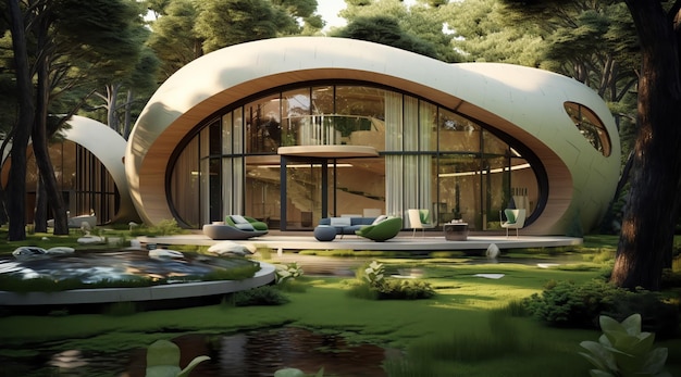Diseño de casa ecológica futurista