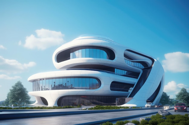 Un diseño de casa futurista al aire libre AI generativo